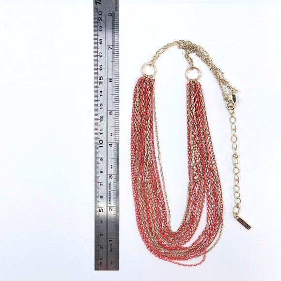 NWOT – Kenneth Cole – Red & Shiny Gold Tone Multi Chain 18” Necklace - Picture 7 of 7